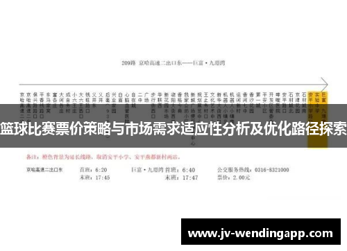 篮球比赛票价策略与市场需求适应性分析及优化路径探索