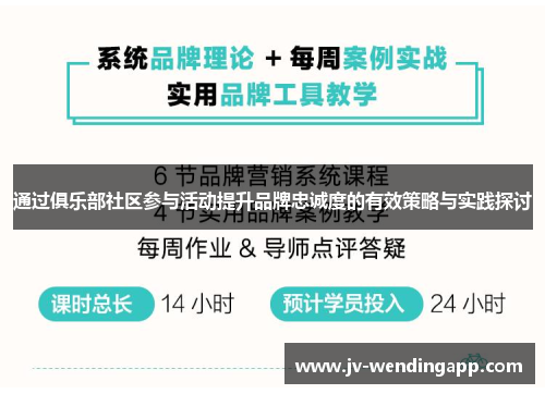通过俱乐部社区参与活动提升品牌忠诚度的有效策略与实践探讨